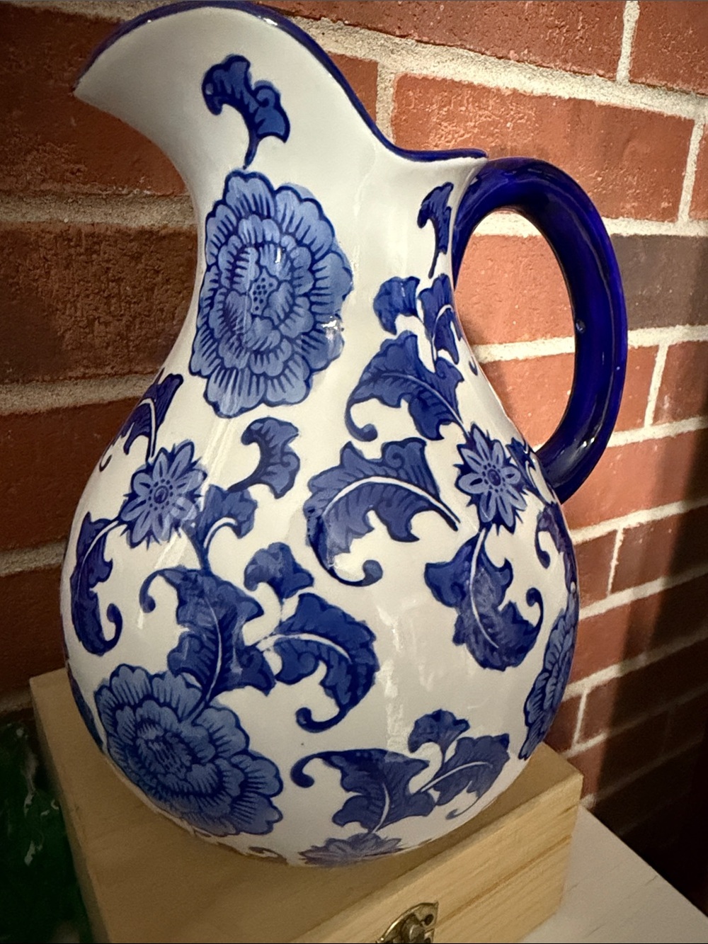 Blue Floral Ceramic Water Pitcher